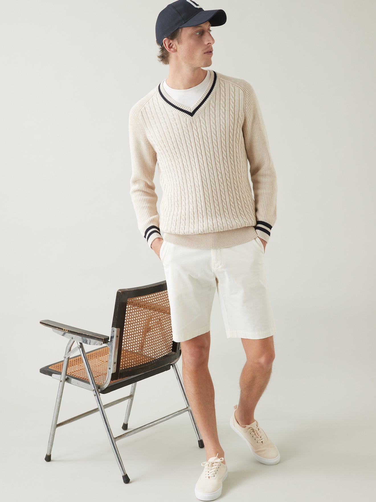 Pull col V esprit tennis homme