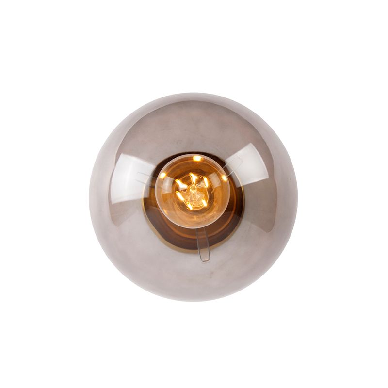 Art deco plafondlamp messing met smoke glas - Pallon