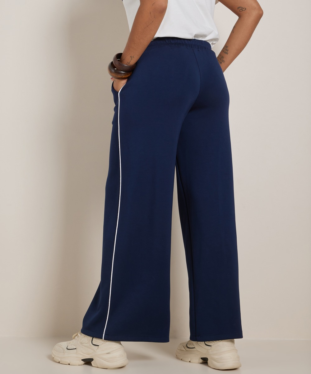 wide fit broek met witte naad
