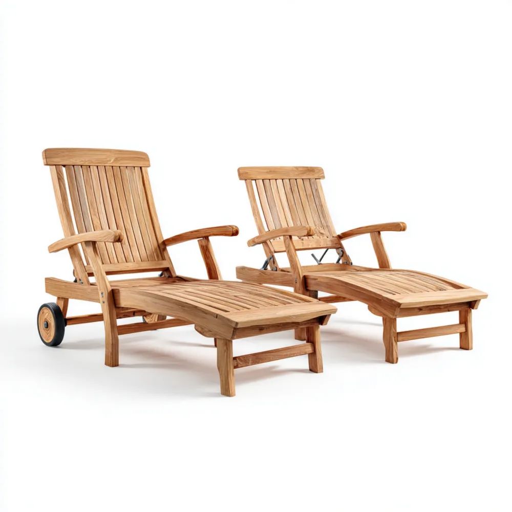Gartenliegen Teakholz Verstellbar 200x68x90 cm - Natur - Klassisches D