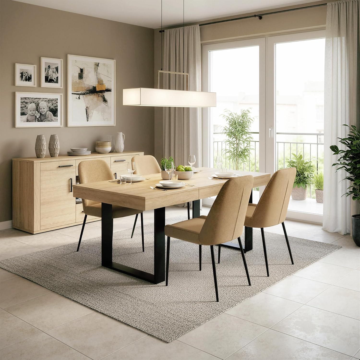 GRAVFORCE Esstisch ausziehbar 120-160cm für 2-6 Personen Esszimmertisch Moderner Küchentisch Schlichter Dining Table Hochfeste Großer Tisch für Wohnzimmer Esszimmer Wohnung