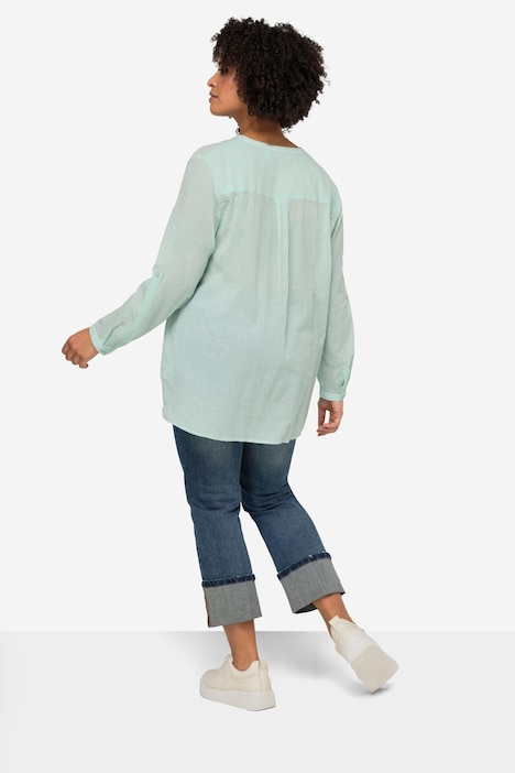 Bluse, Hemdkragen, Ärmel mit TurnUp