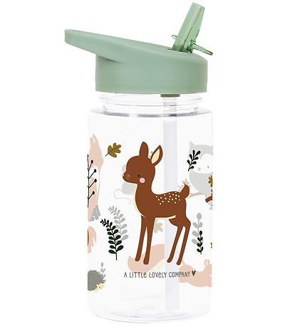 A Little Lovely Company Trinkflasche mit. Strohhalme - 450 ml -