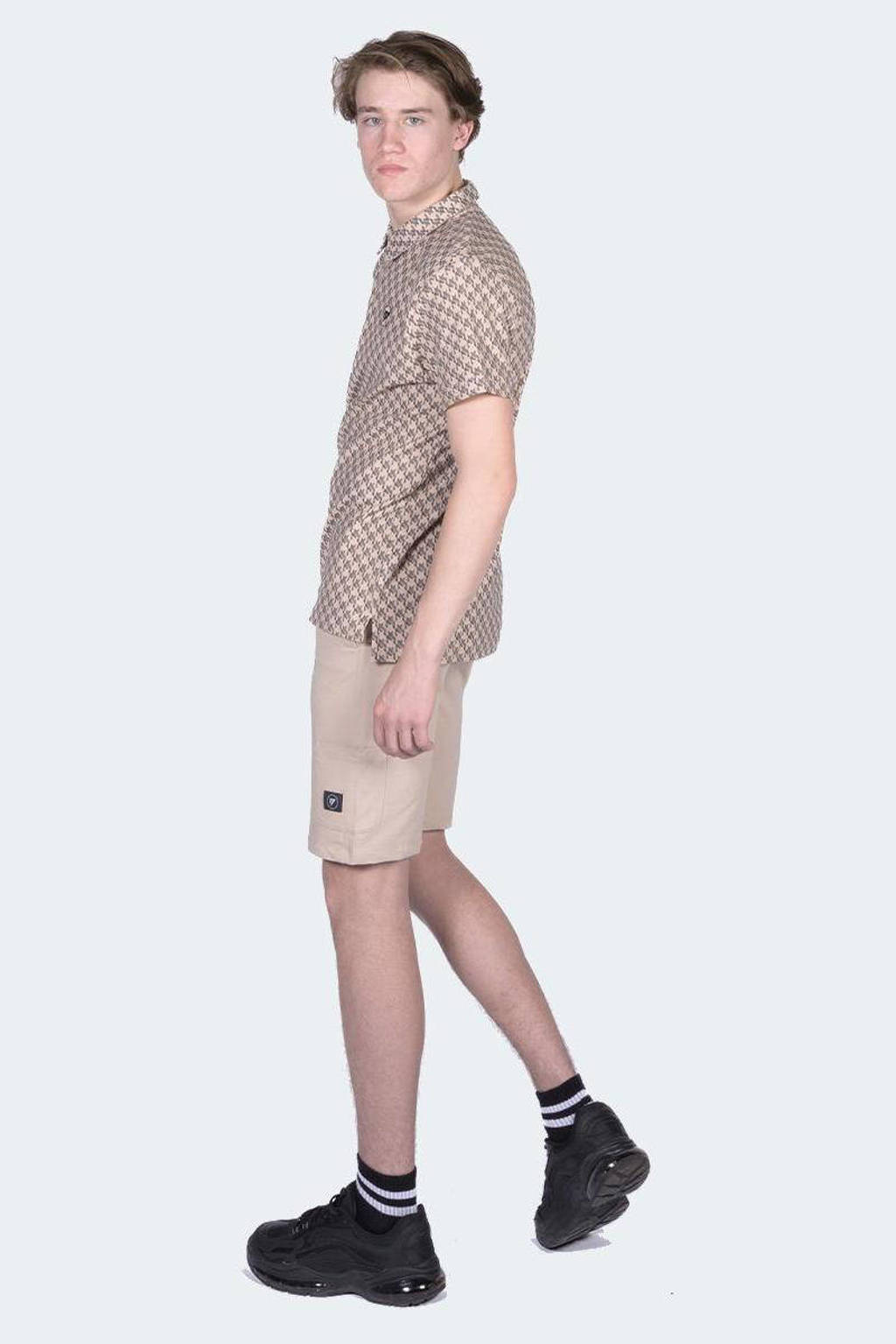 Bellaire polo met all over print beige