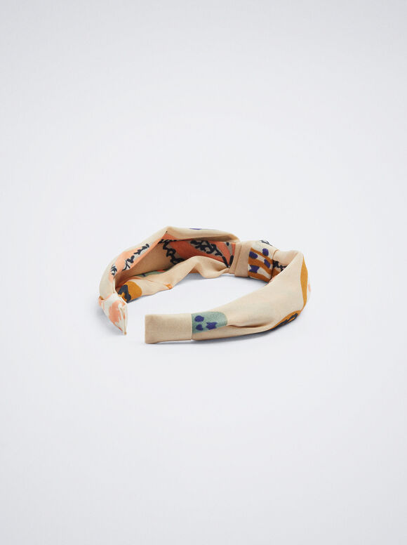 Faixa de cabelo larga estampada - Multicolorida