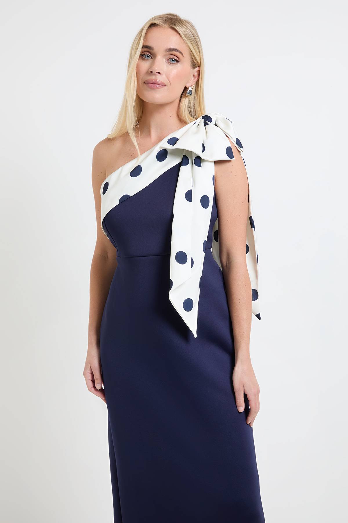 Wallis Robe Midi Asymétrique En Néoprène Avec Corsage Pour Petite Taille