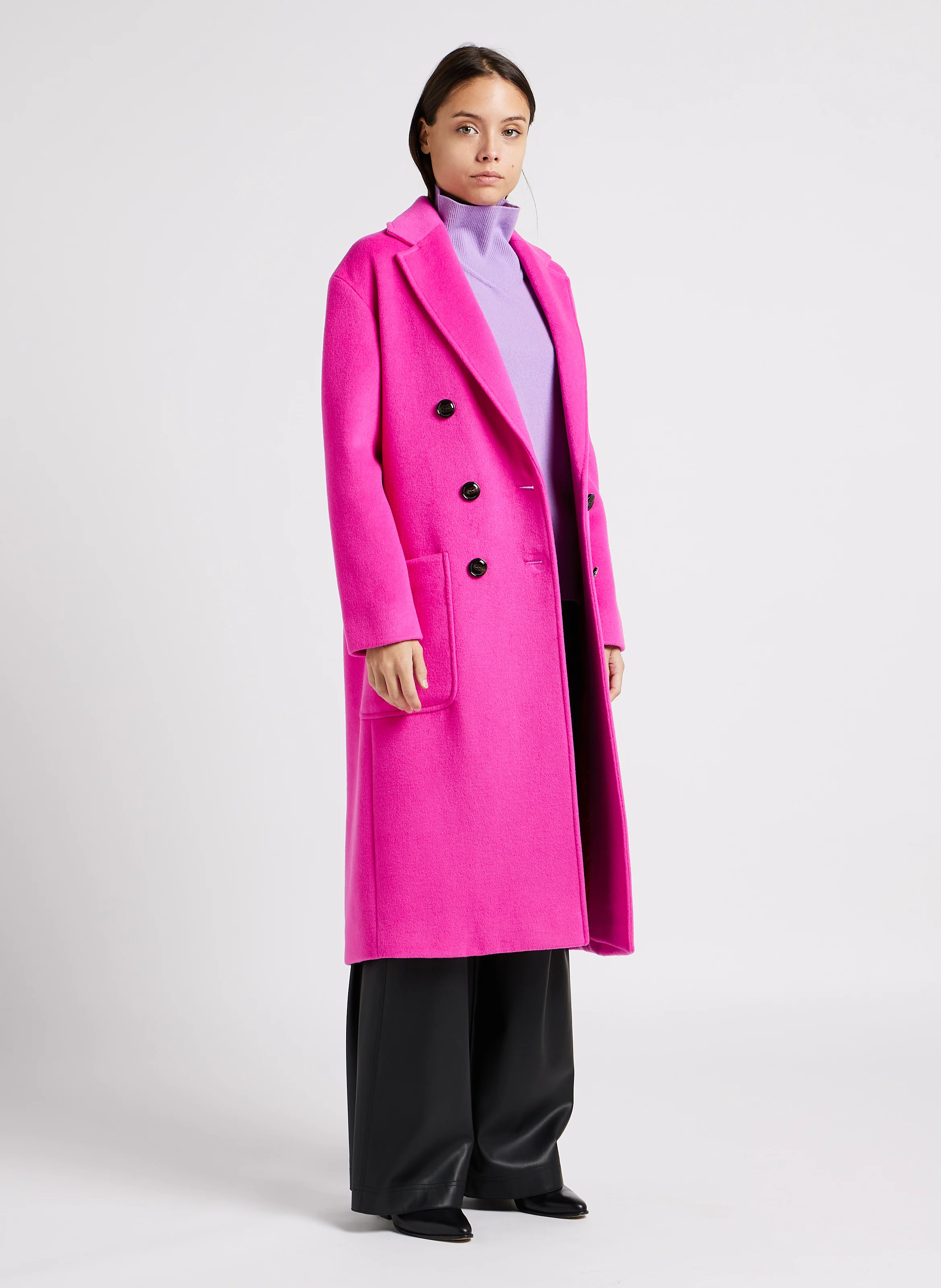 ELEMENTO - Manteau droit à col tailleur | Rose