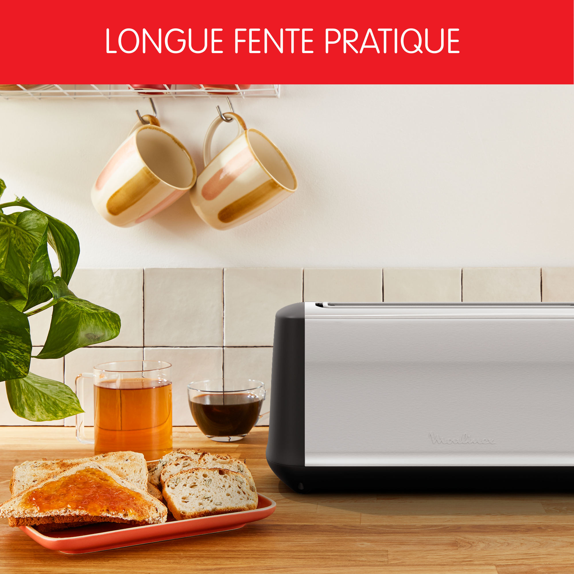 Grille pain Subito Inox, 1 longue fente longue 25 cm, 7 niveaux de dorage
