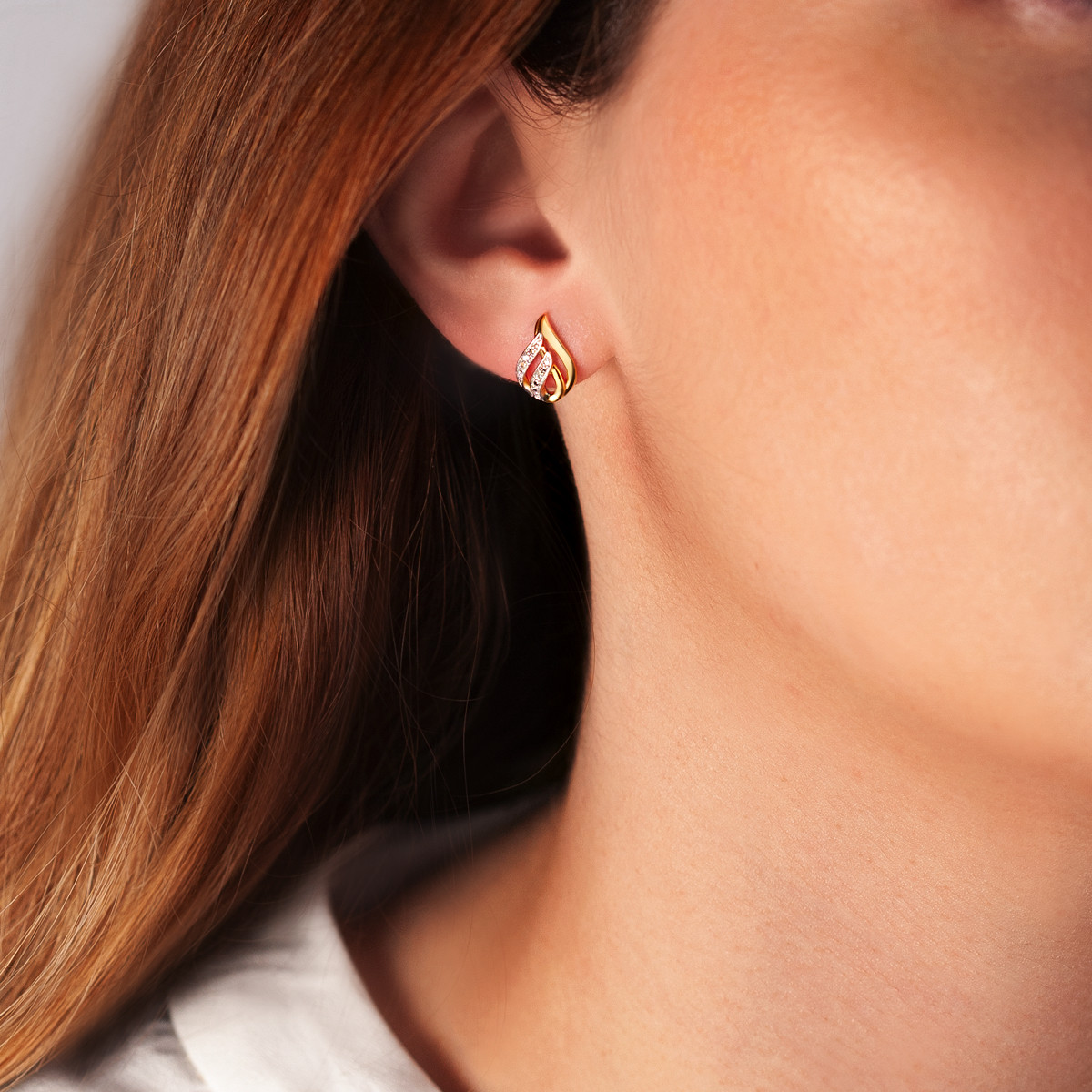 Boucles d'oreilles or 375 2 tons diamants