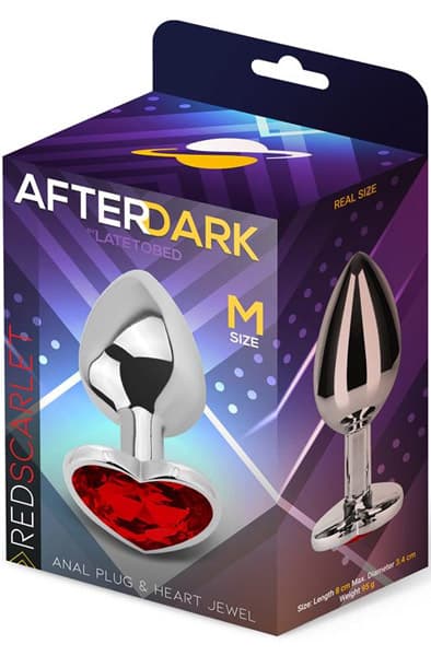 Red Scarlet Anal Plug With Heart Jewel M