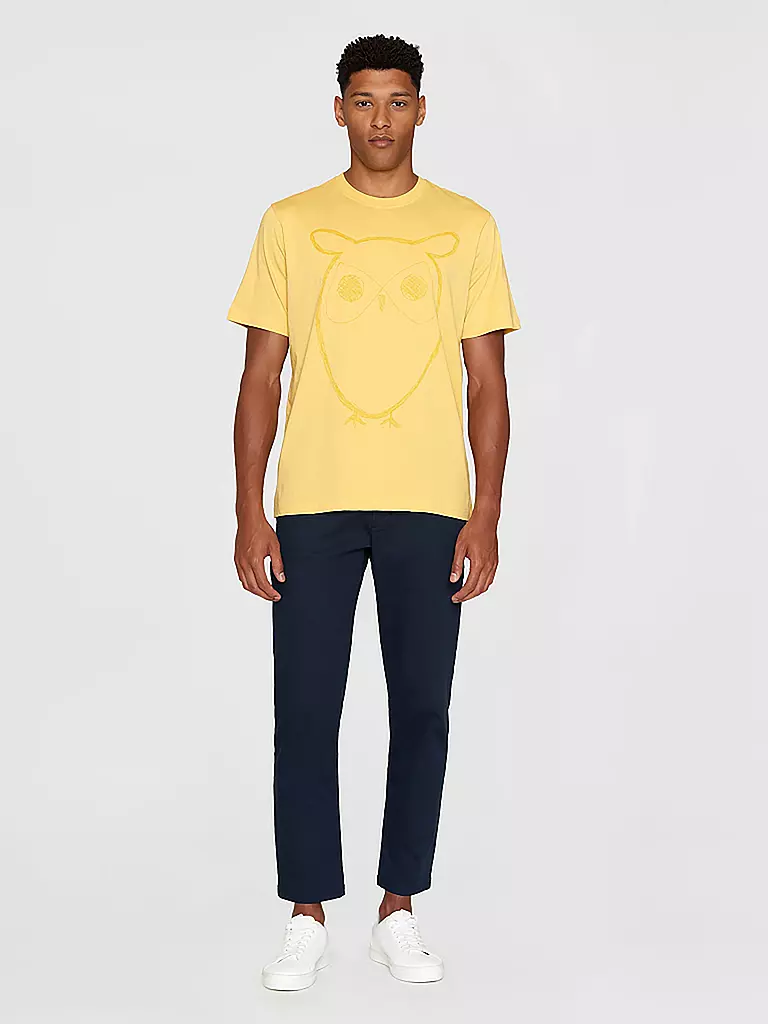 KNOWLEDGE COTTON APPAREL T-Shirt BIG OWL gelb