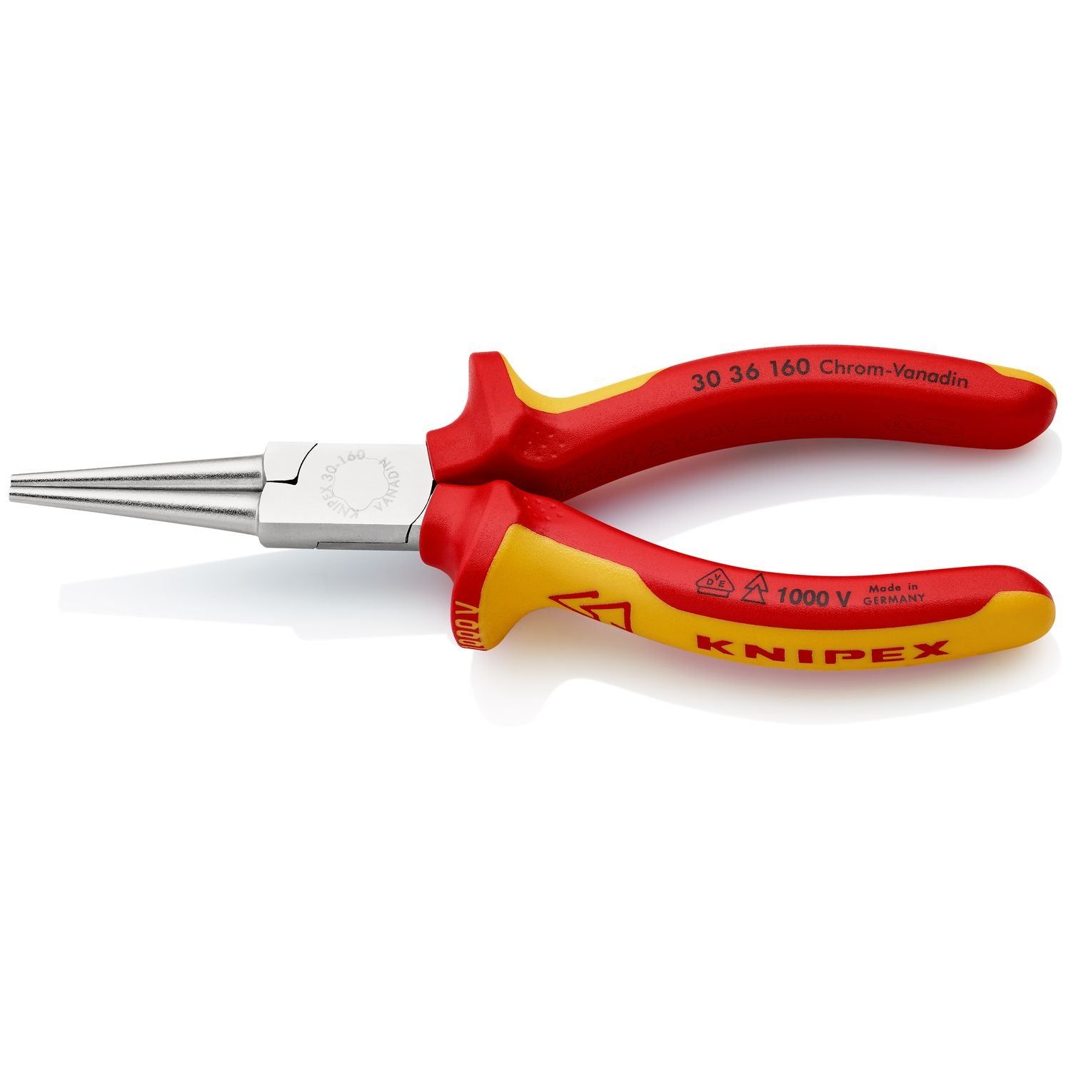Knipex 30 36 160 Langbektang Verchroomd Ronde Bek 160mm VDE