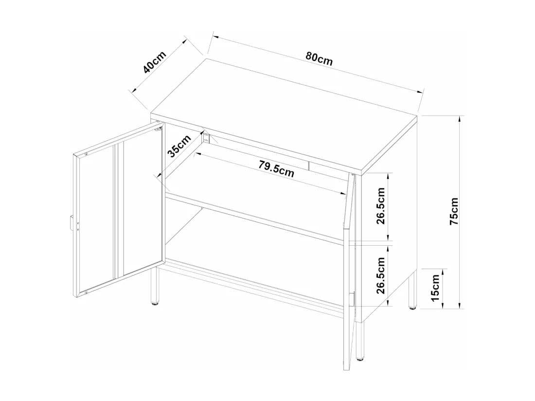 Armoire de bureau casier grise 80 x 40 x 75 cm 03_0006320