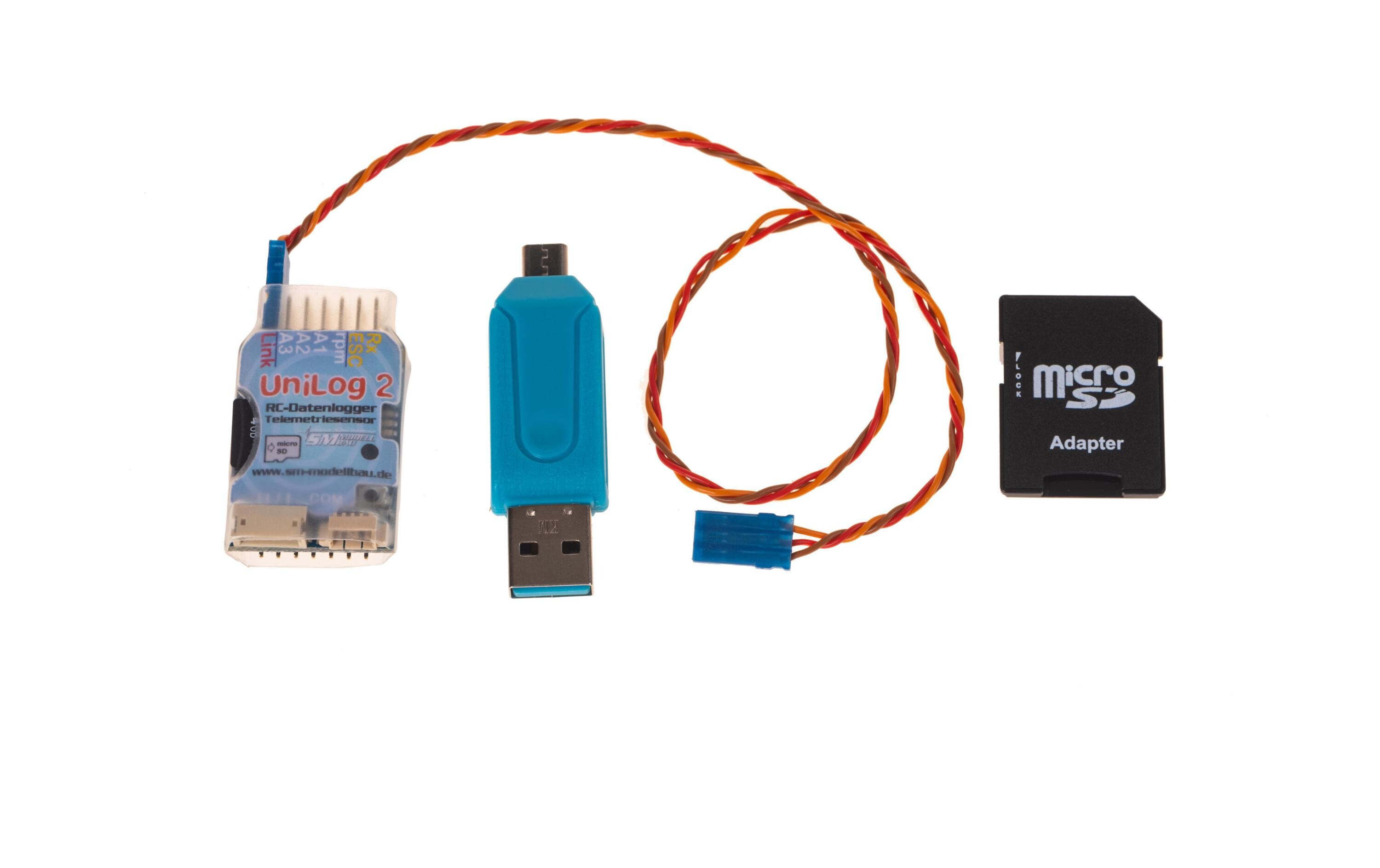 Logger UniLog 2 mit Speicherkarte und KartenleserLeistungsstarker RC-Datenlogger