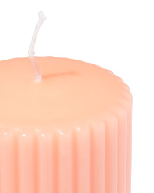 bougie brute 7x8cm striée rose