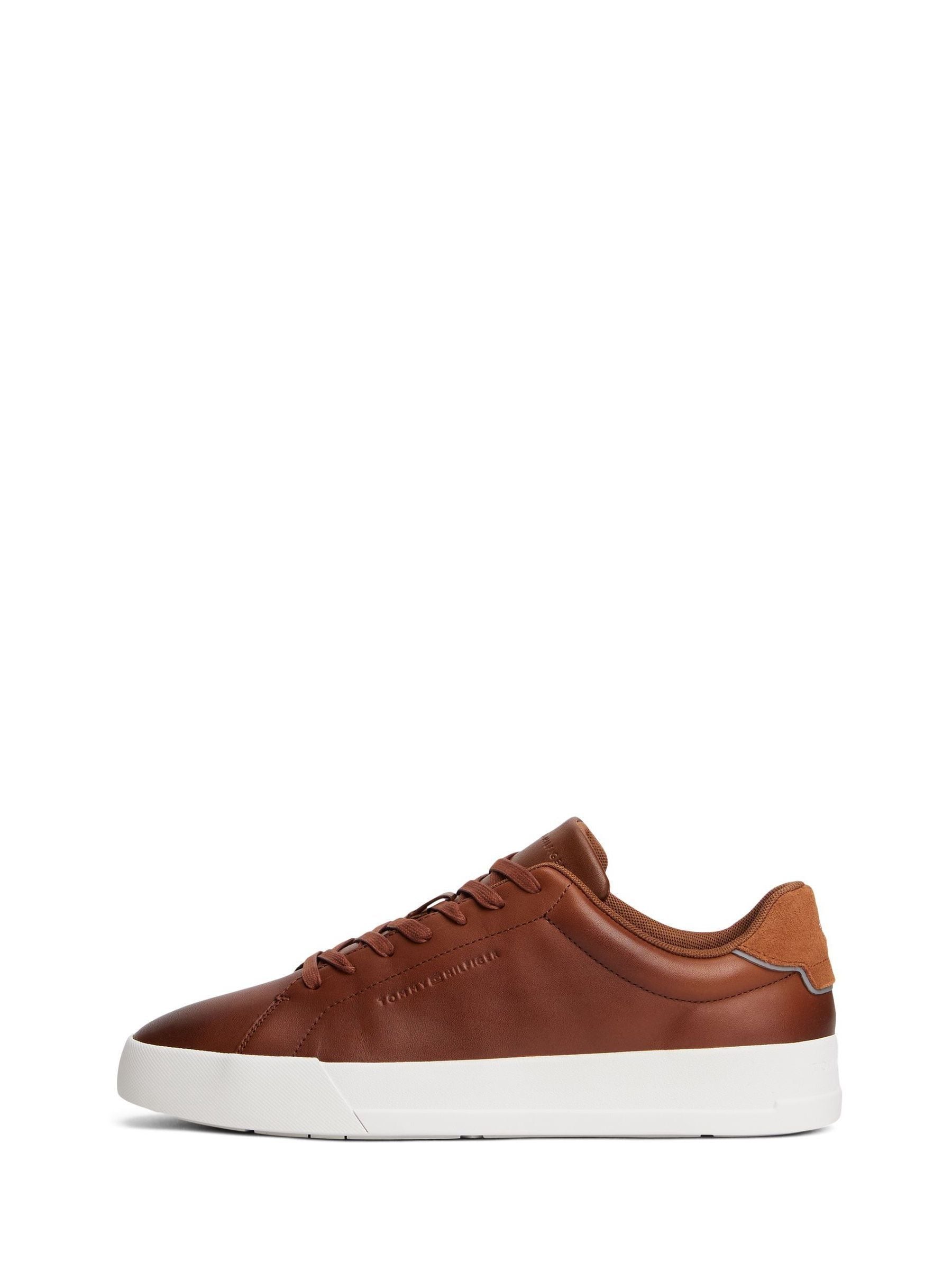 Tommy Hilfiger Leren Debossed Logo Court Sportschoenen