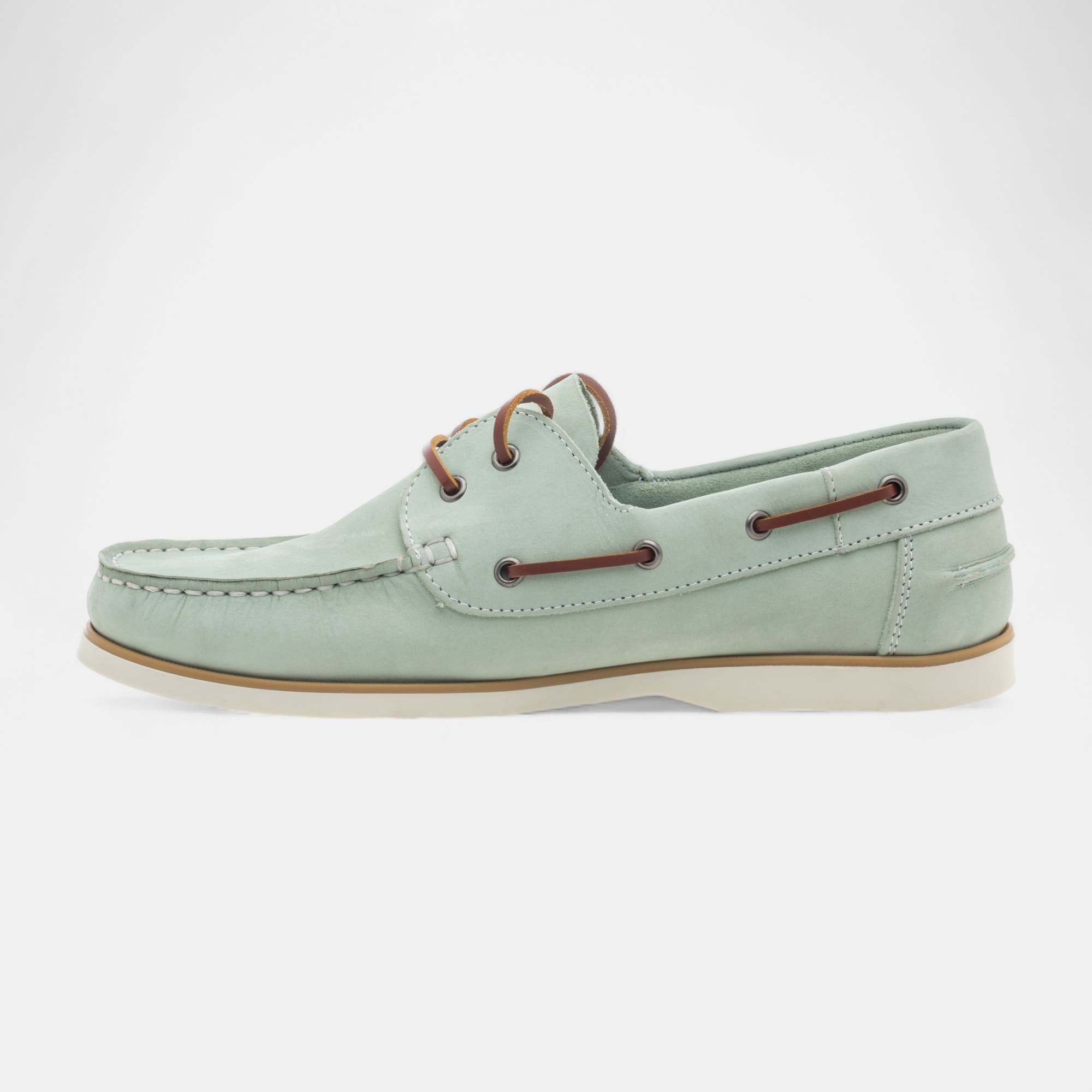 Chaussures bateau Homme en cuir vert clair