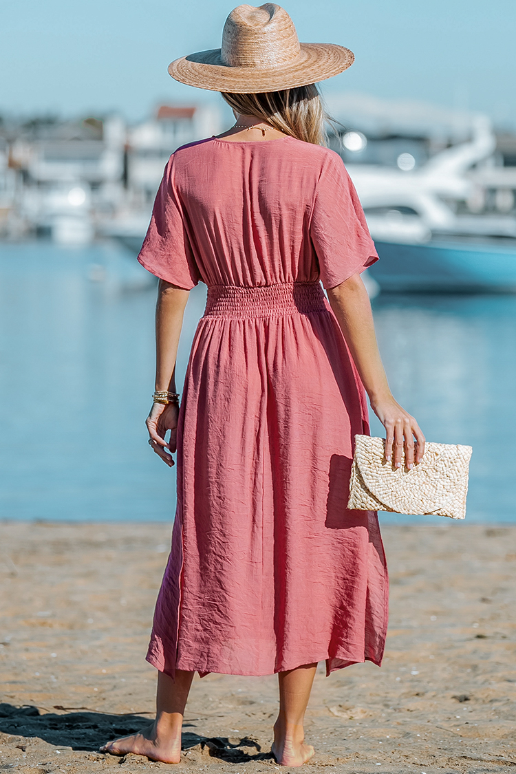 Robe cover up longue à col en V