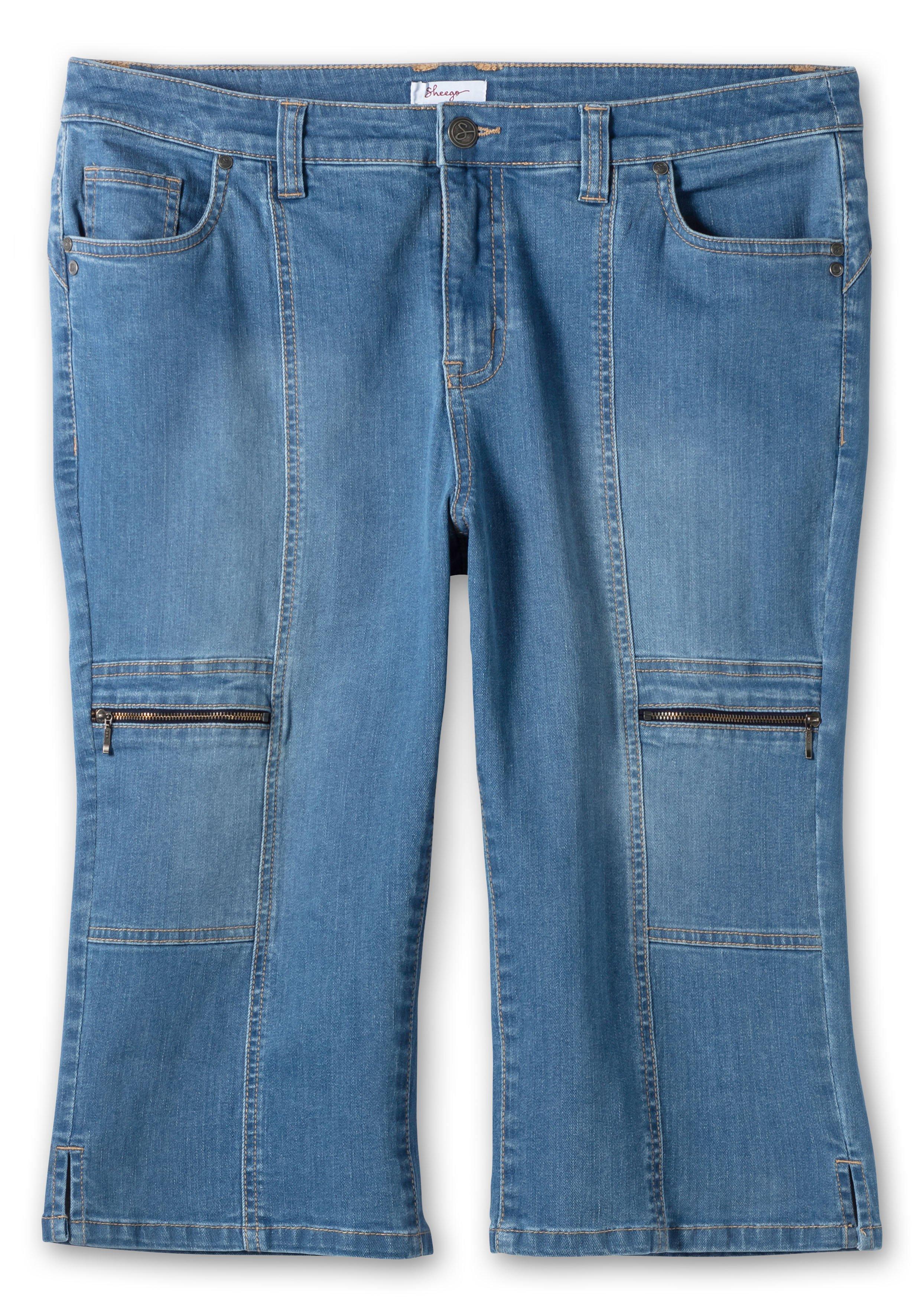 Schmale Caprijeans im Cargo-Stil