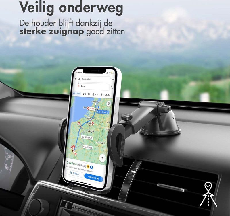 iMoshion - Telefoonhouder Auto - Zwart - Verstelbaar - Universeel - Dashboard / Raam / Ventilatierooster