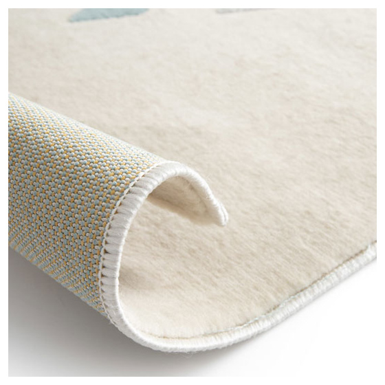 Tapis chambre d'enfant - petits cœurs - beige et motifs colorés - 160 x 230 cm