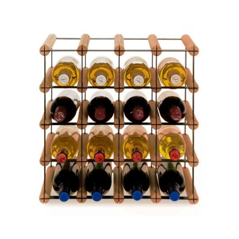 PROREGAL Modulair Wijnrek Vinotega Mod Metaal HxBxD 42,5 x 42,5 x 24,5 cm 4 x 4 Flessen Massief grenenhout Bruin Geolied