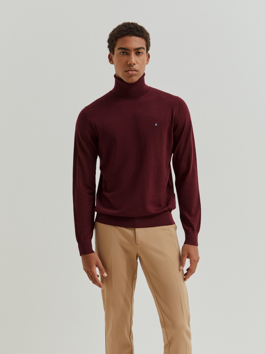 Camisola gola alta 100% lã