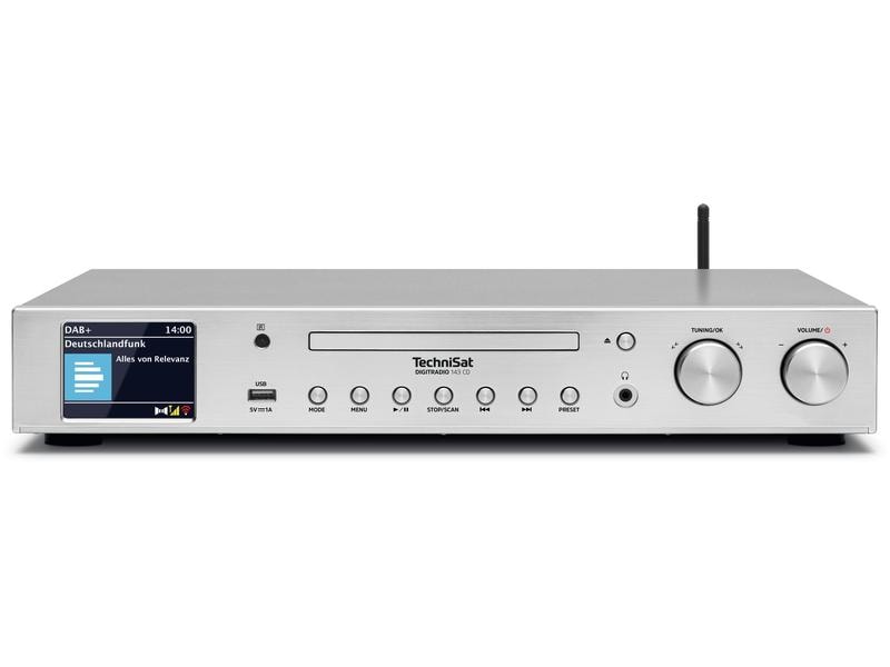 Technisat Radio-Tuner DigitRadio 143 CD V3 Silber HiFi-Komponente für DAB Empfang mit Streaming-Funktionen und CD-Player