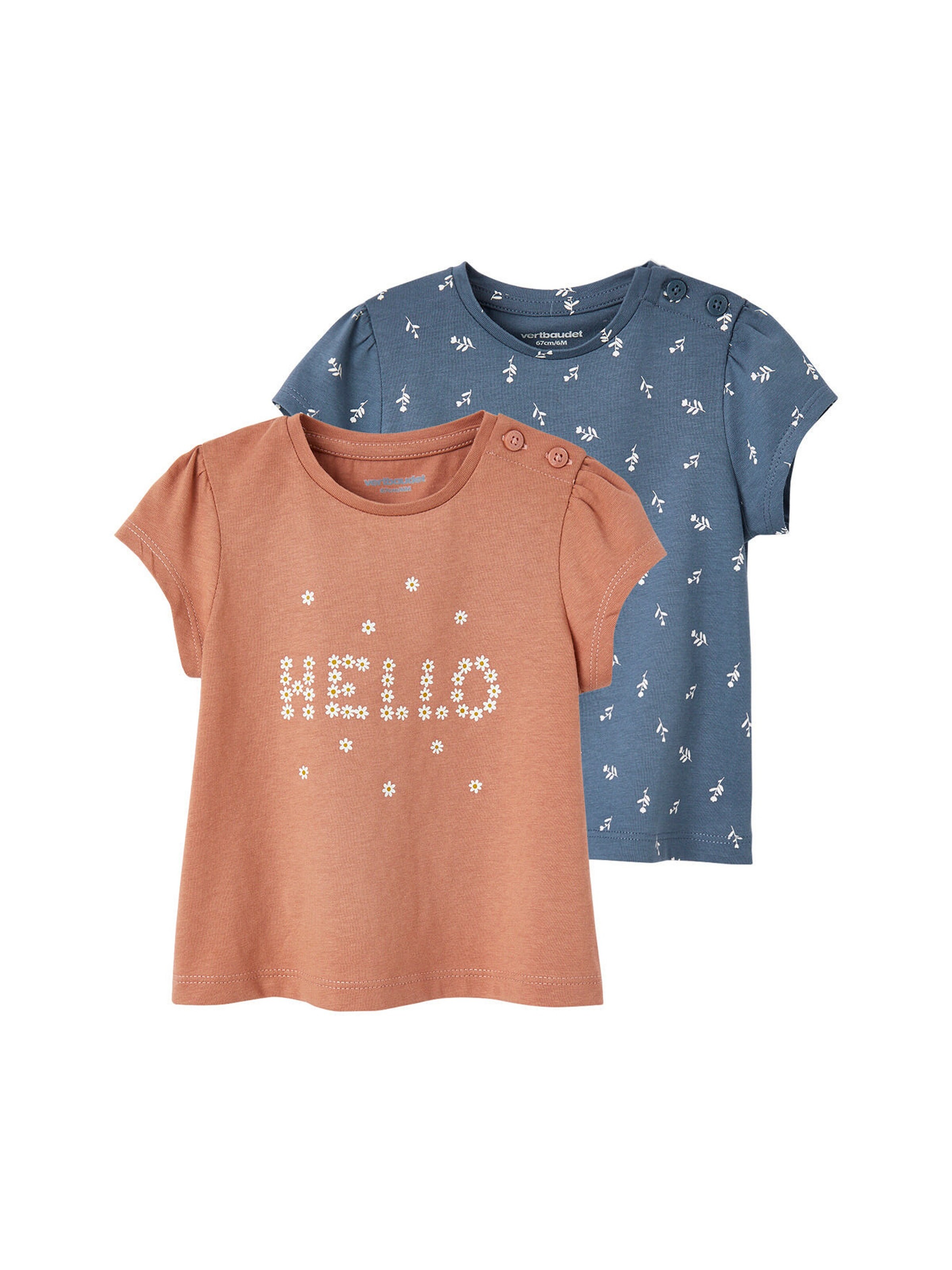 Vertbaudet 2er-Pack Baby T-Shirts BASIC pack altrosa hello