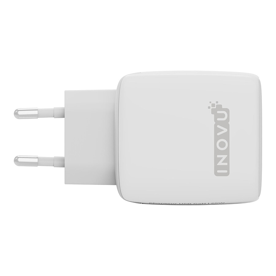 INOVU Chargeur Secteur 65W 2 en 1 (USB-A + 1 x USB-C) Power Delivery, GAN