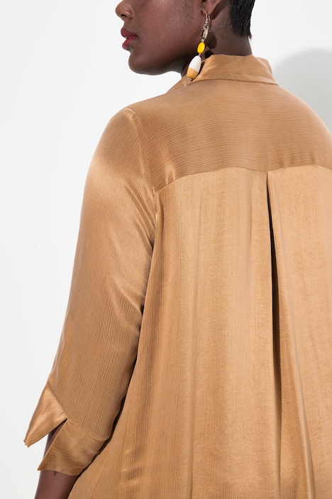 Bluse, Godetfalten, A-Linie, Hemdkragen, 3/4-Arm, Cupromix