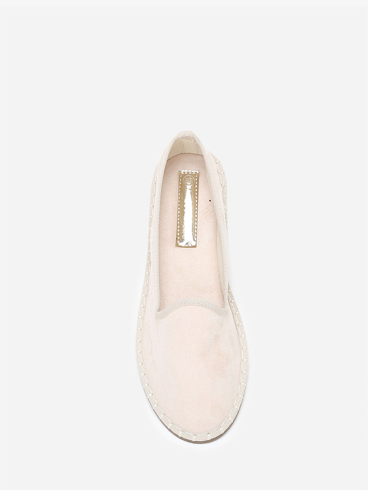 Slippers en suédine à bout rond- Beige