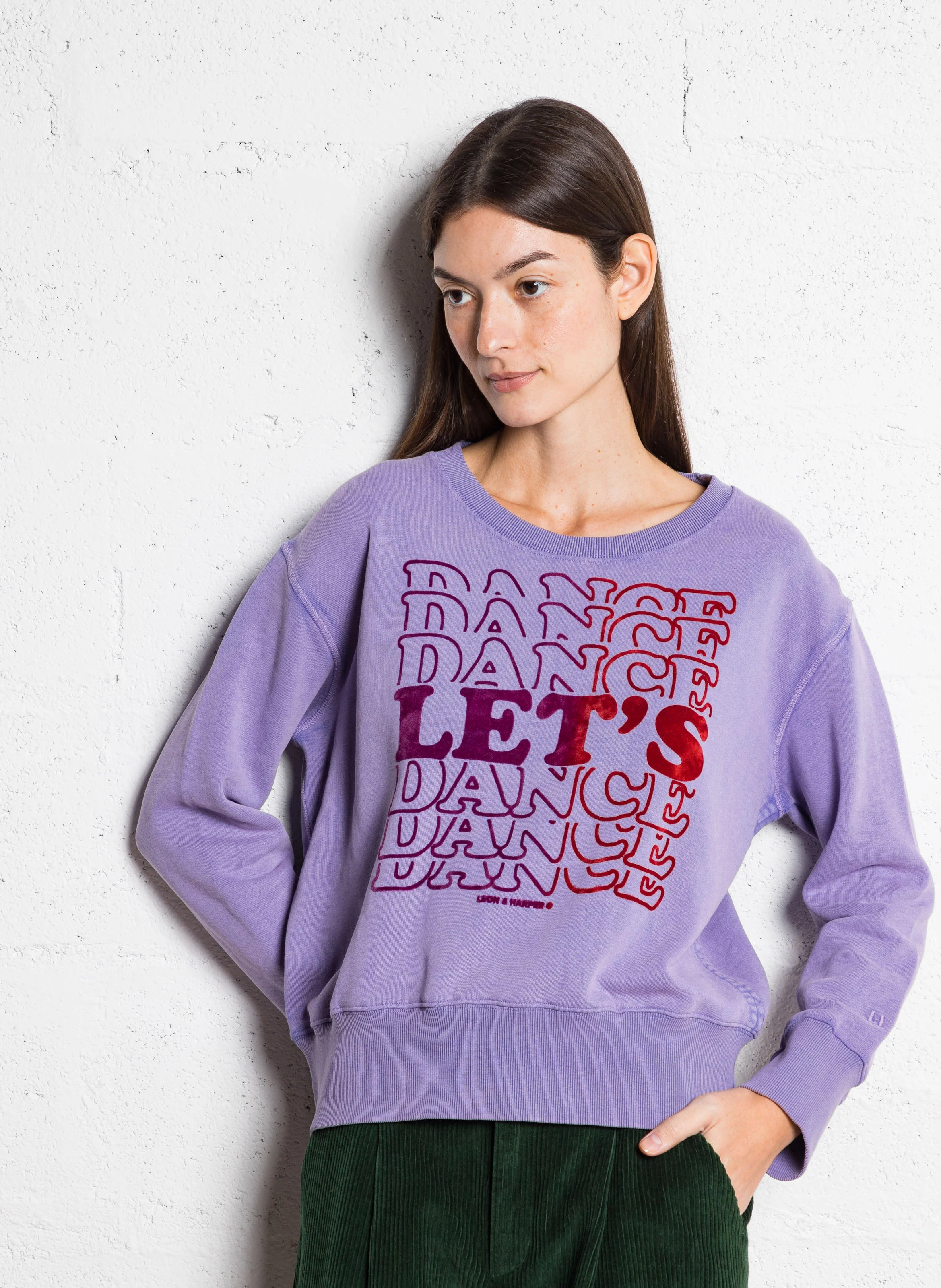 SORBET - Sweat droit col rond en coton bio mélangé | Violet