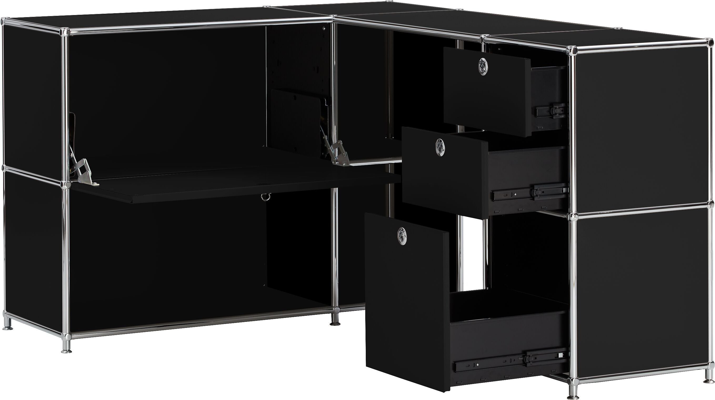 FLEXCUBE Eckschreibtisch - Schwarz / B: 152.0 cm x T: 115.0 cm x H: 80.0 cm