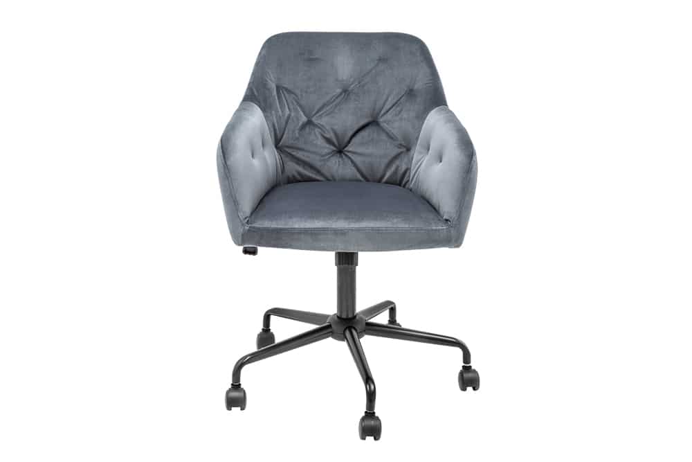 Höhenverstellbarer Bürostuhl DUTCH COMFORT grau Samt drehbar mit Armlehne Rollen gepolstert