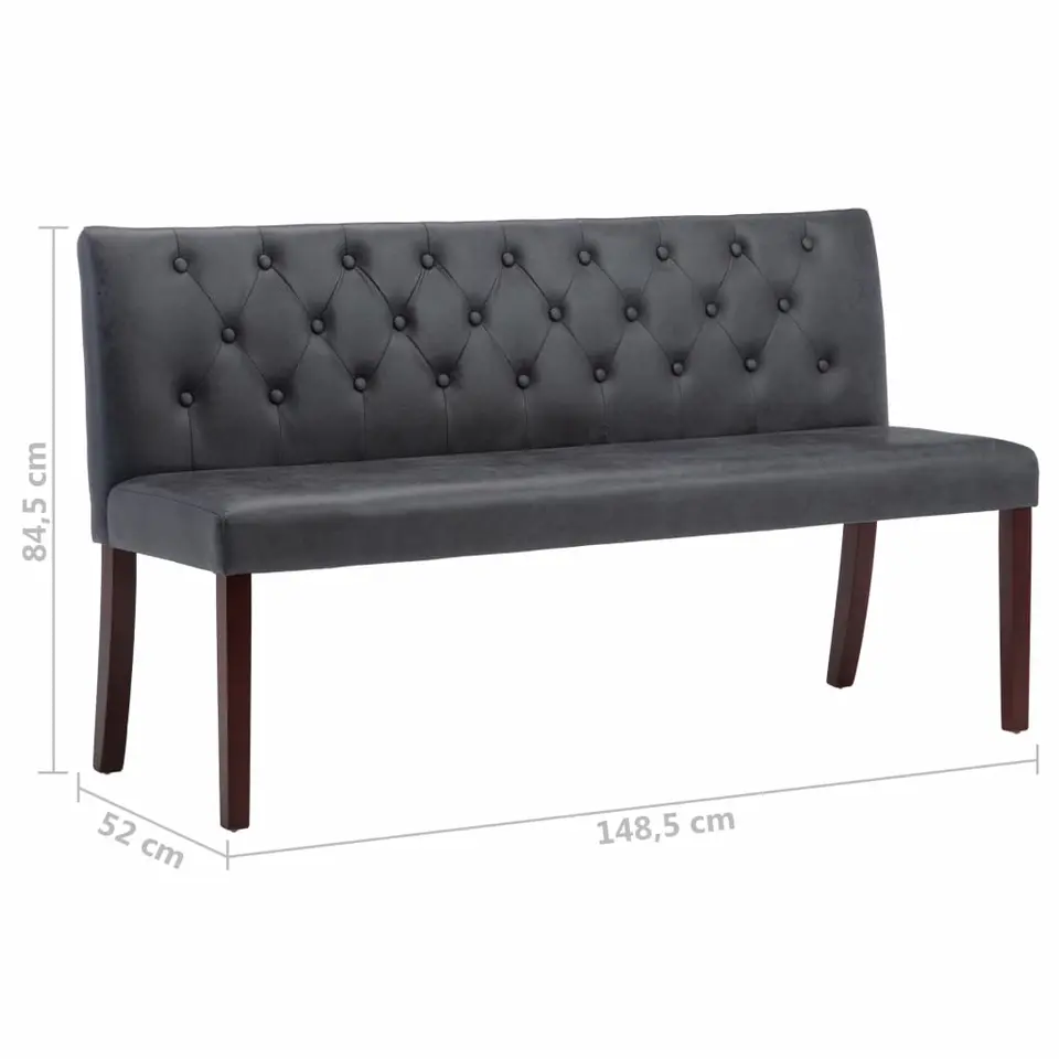 vidaXL - Bank - Grijs - Suède - 148.5 cm