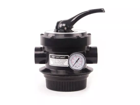 Vanne 4 voies en acier inoxydable avec manomètre intégré pour piscine