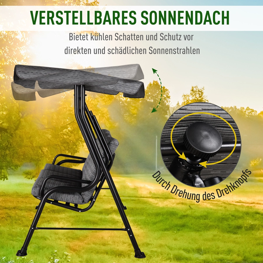 Outsunny Hollywoodschaukel als 3-Sitzer schwarz