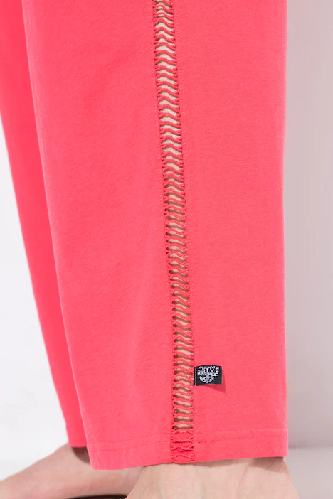 Pyjama, Spitzenband, Rundhals, Halbarm, pink