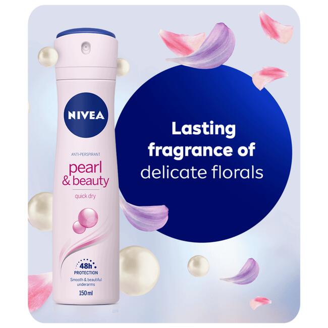 NIVEA Pearl & Beauty Deodorant Spray - Voor egale en gladde oksels - Met parelextracten - Beschermt 48 uur - 150 ml