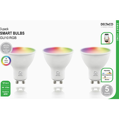 Deltaco Smart LED-pærer 3-pak GU10
