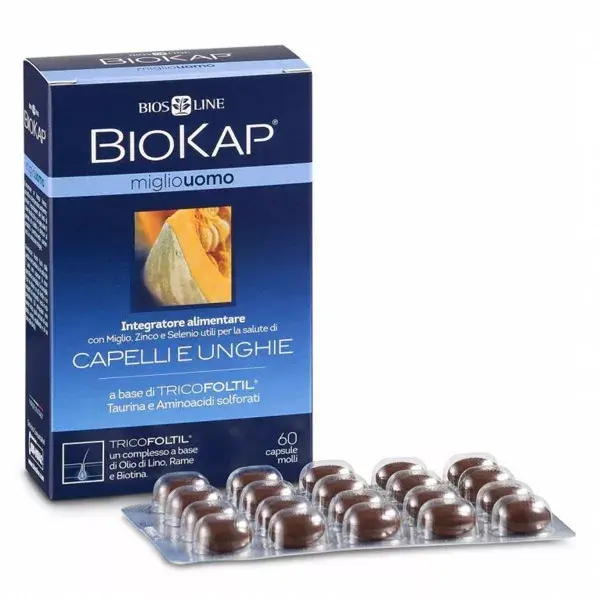 Biokap Tratamento Antiqueda de Cabelo para Homens - 60 Cápsulas