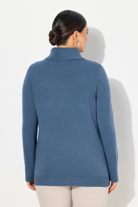 Rollkragenpullover, breite Rippbündchen, Langarm