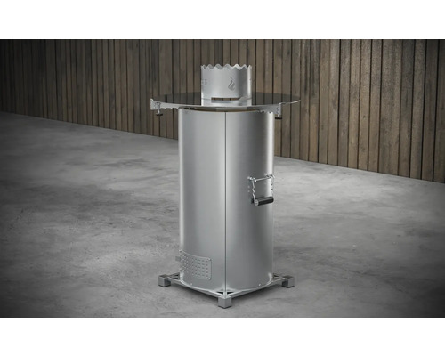 Tenneker® Grill Barrel Vuurkorf met RVS Plancha Plaat Ø 80 cm Zilver