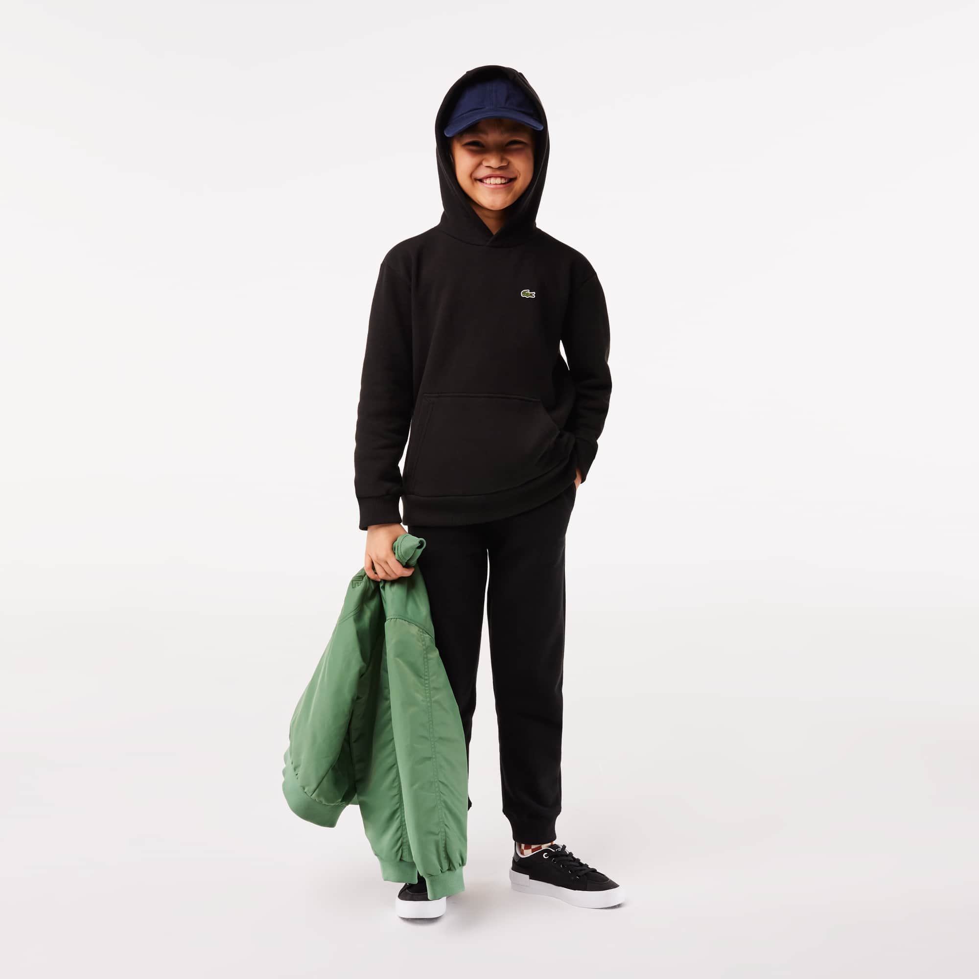 Sweatshirt à capuche enfant en molleton de coton biologique Pullovers & Sweatshirts - Noir - Lacoste - Enfant