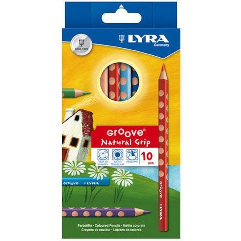 Etui crayons de couleur groove lyra forme             triangulaire bois 17cm mine   4mm 10 unites coloris