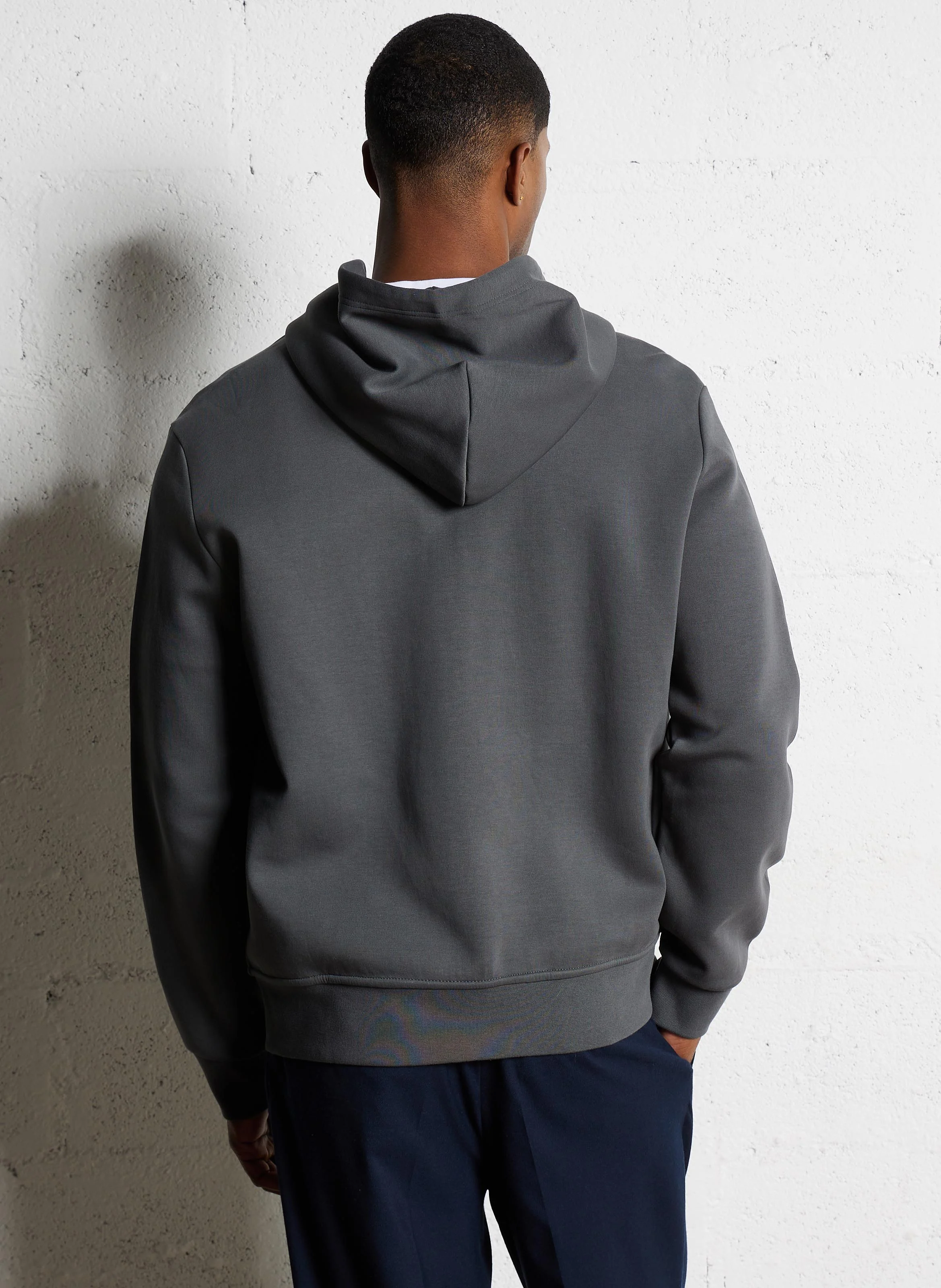 Sweat zippé à capuche en coton doux | Gris