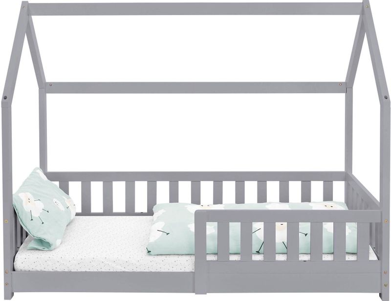 ML Design - Kinderbed - Lichtgrijs - Dennenhout - Met Uitvalbescherming - Met Lattenbodem