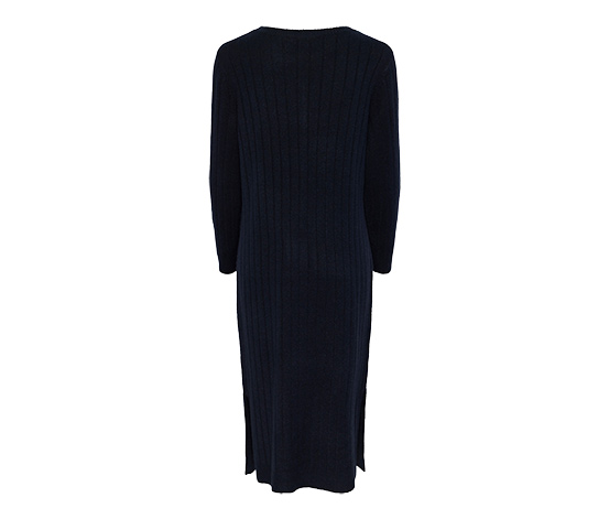 Geripptes Strickkleid, dunkelblau