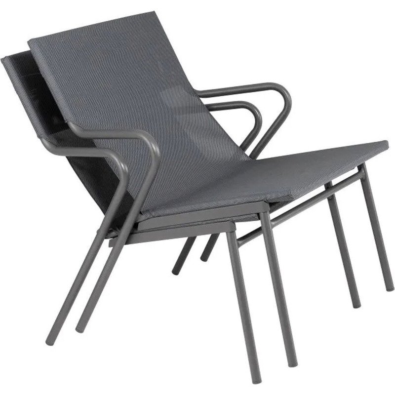 Fauteuil bas assise grand-confort HORIZON - 1 place -  Toile Batyline® DUO - Pied gris